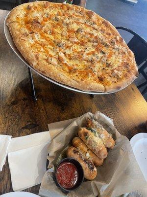 Buffalo Chicken Pizza & Pizza Rolls