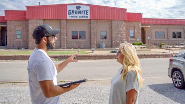 Campus-wide roof replacement due to hail damage in Granite, OK.