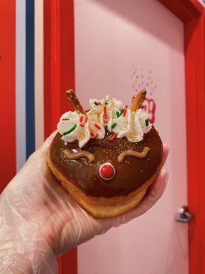 Caramel reindeer Xmas donut