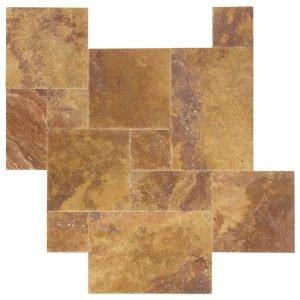 Peach Blend French Pattern Travertine Tiles and Pavers