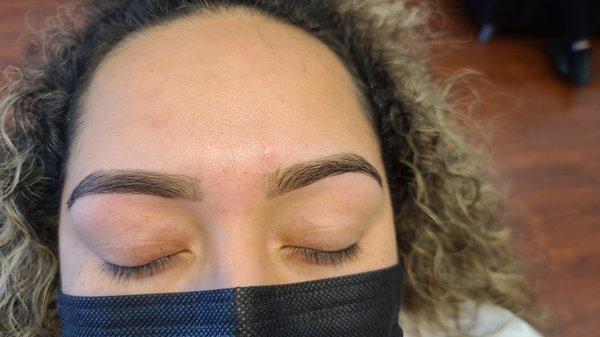 Brow Threading and Brow henna was done on this Client