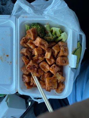 General Tso's Tofu with supposedly extra broccoli