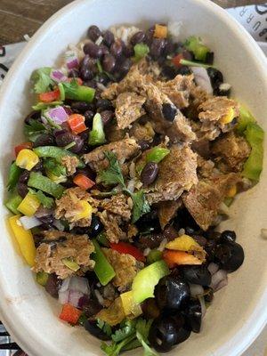 Black bean burger burrito bowl