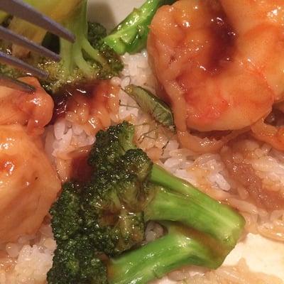 Shrimp, broccoli, and one of the members from the cast of Bug's Life in my food And you know I did a review on these nasty bastards