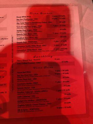 Wine menu