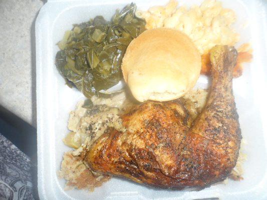 Bake chicken/dressing/mac-cheese/collard greens/cornbread so delicious!!