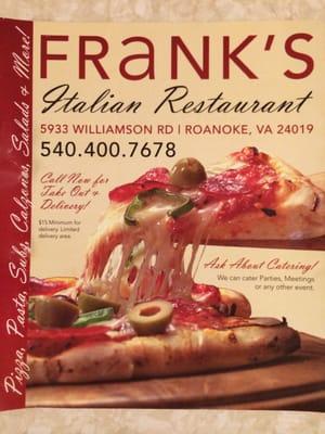 Frank's Italian Restaurant Menu