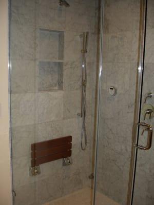 White Carrara steam shower