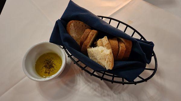 Bread and oil served with meal