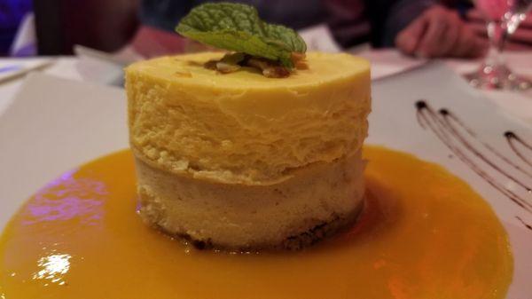 Mango Cheesecake in mango marmalade.  Perfect to share!