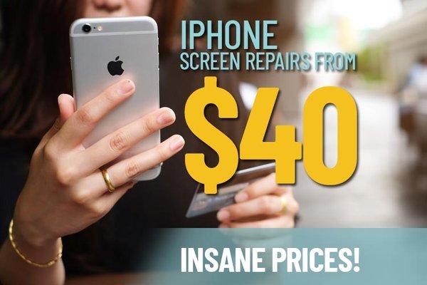 Lowest iPhone repair prices in the U.S. 6 Mo Warranty. $75 - iPhone 8 $60 - iPhone 7 $40 - iPhone 6 $30 - iPhone 4 eStarland.com