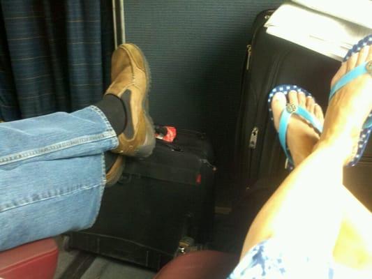 Relaxed and feet up.on the scenic trainride to nyc.