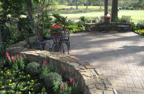 Custom designed and installed paver patio overlooking the golf course.