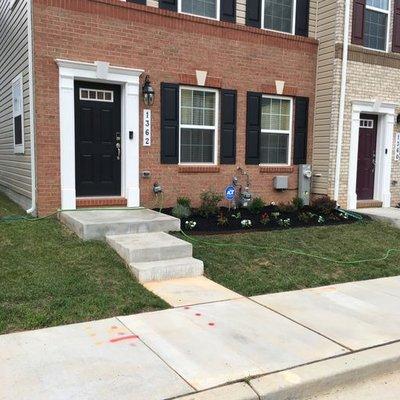 We were able to help this customer move in to a new home by growing the grass, designing & installing the flower bed, and with maintenance.