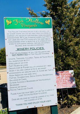 Winery Policies