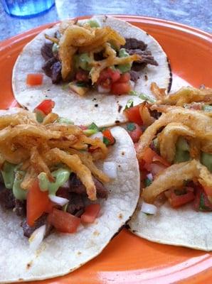 Steak tacos - would have been good if sauce would not have been so HOT