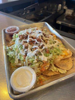 Chicken nachos hit the spot..