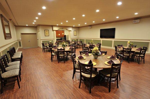 Our stunning on-site reception center can accommodate after service receptions.