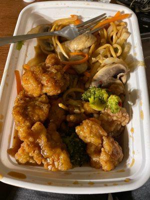 General tso chicken and vegetable lo mein