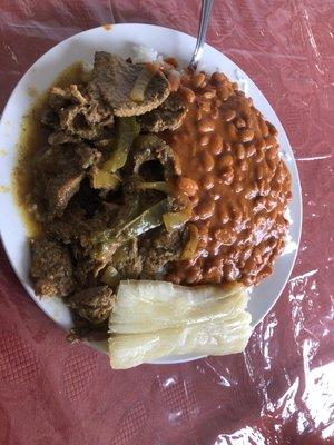 Rice & beans onions steak