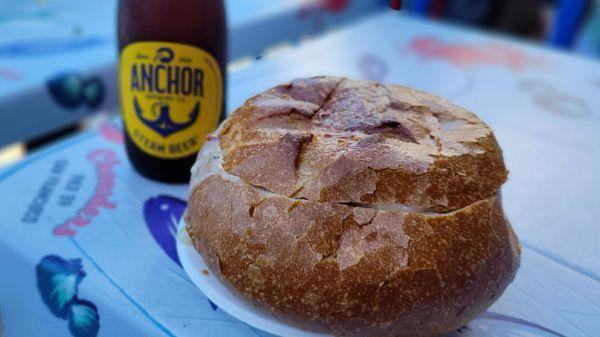 Clam Chowder in a sourdough bread bowl