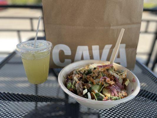 Cucumber mint lemonade and customizable bowl (I mixed it already).