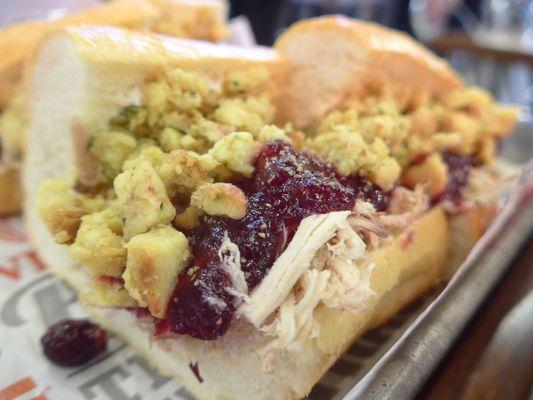 Say hello to The Bobbie! This is there best-seller! Homemade daily roasted turkey, cranberry sauce, stuffing, and mayo.