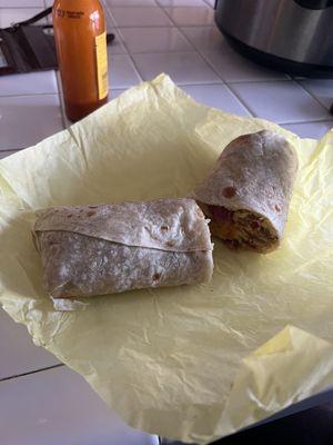 Bacon breakfast burrito