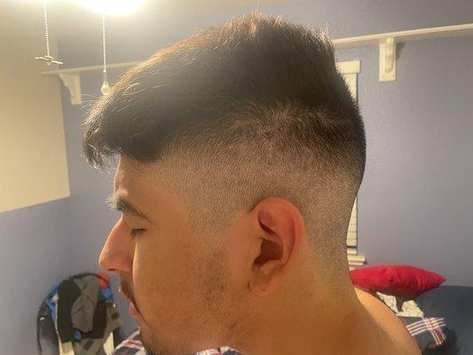 This is my brother left side of his cut