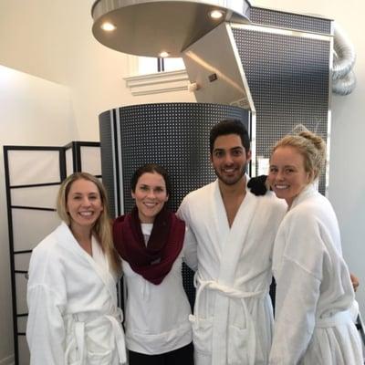 Exercise Coaches Brooke Sill, Jenna Gerlach, and Alex Kolacek enjoying the chill at The CryoBar...