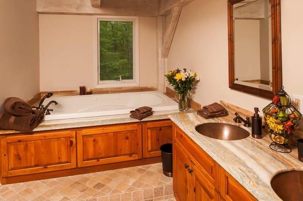 Bathroom renovation to match kitchen style in Wilton, CT