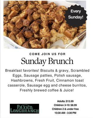 Sunday Brunch! Some items may very per sunday.