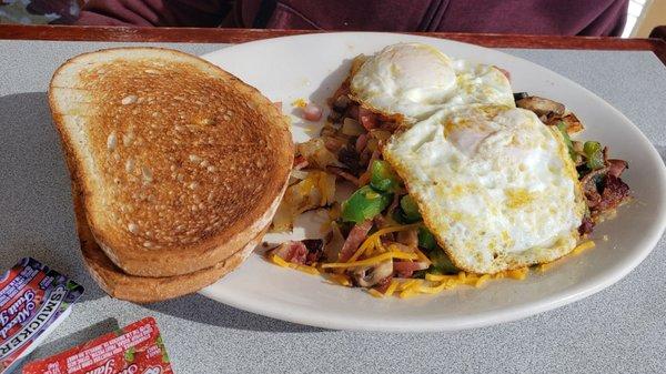 Crossings skillet over easy eggs