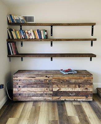 We bought the reclaimed oak and Gary put them up as shelves perfectly.