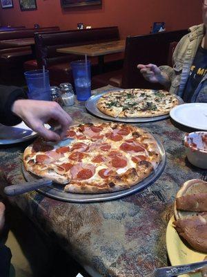 Two large pick-your-own topping pizzas.