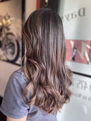 Balayage with warm tones