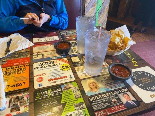 I've never eaten on a advertisement table before!