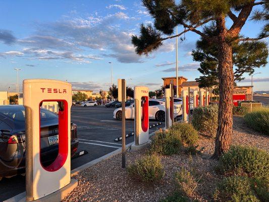 20 superchargers and lots of shopping.