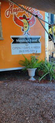 Trailer -front of the taco stand.