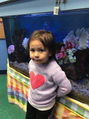 First dental appointment.  Front desk fish tank