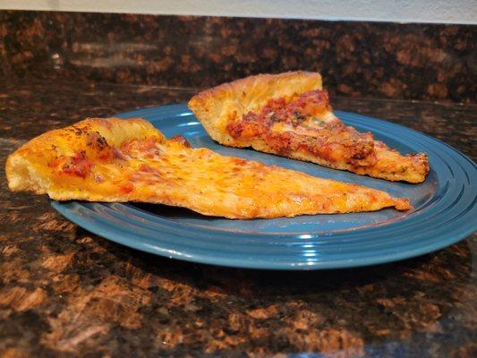 The "deep dish" vs the regular cheese slice......