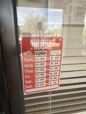 If you're looking for something special, here's the shop hours!