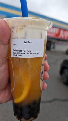 Tropical Fruit Tea with actual fruit inside