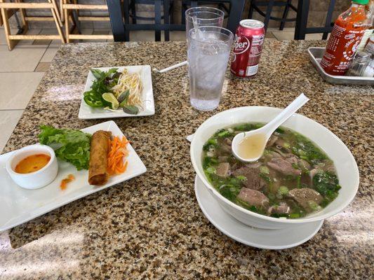 #15 pho and the # 4 spring rolls