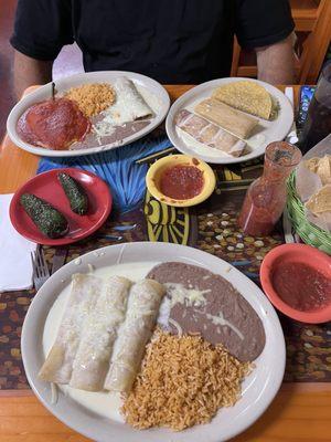 Special Dinner in the background  In the foreground Amigo Enchiladas