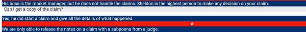 Only Sheldon can approve claims and you can't get details unless you sue and subpoena the claim.