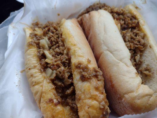 Original steak Philly with cheese whiz and onions