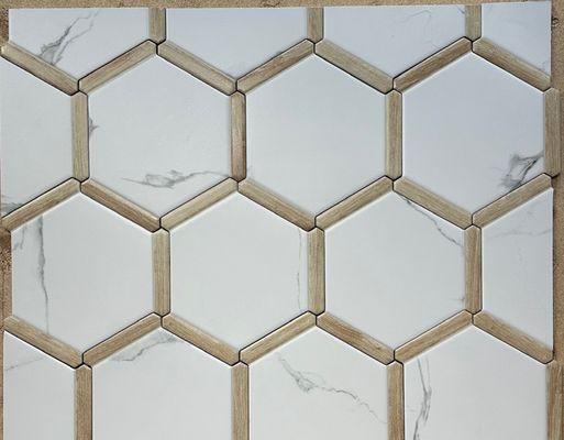 8" x 9" - Monopole - AVANT Denia Beige - Interlocking Hexagon Porcelain Tile