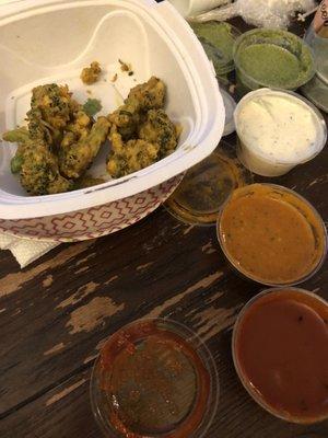 Broccoli pakora with included sauces from our order