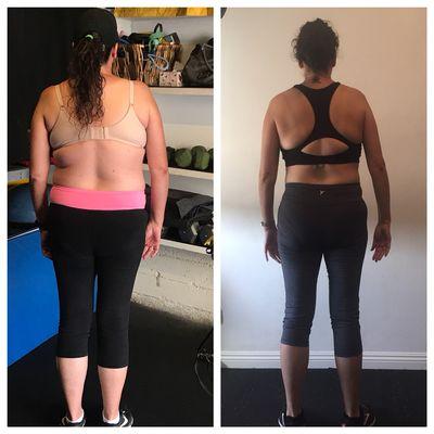 Proof that slow and steady wins the race! My client got off to a slow start but after a year of slow but steady progress, she looks amazing!